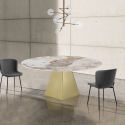 Mesa de comedor extensible diseño efecto mármol 160x160x75 Arvin Onice Elección