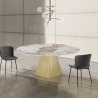 Mesa de comedor extensible diseño efecto mármol 160x160x75 Arvin Onice Elección