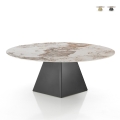 Mesa de comedor extensible diseño efecto mármol 160x160x75 Arvin Onice Promoción