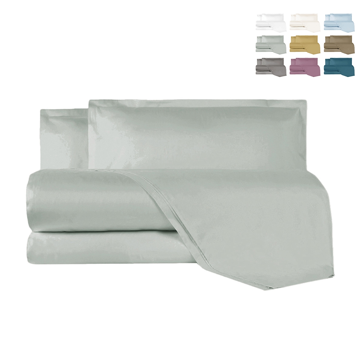 Juego de cama matrimonial con sábanas y fundas de almohada de satén Argentario 