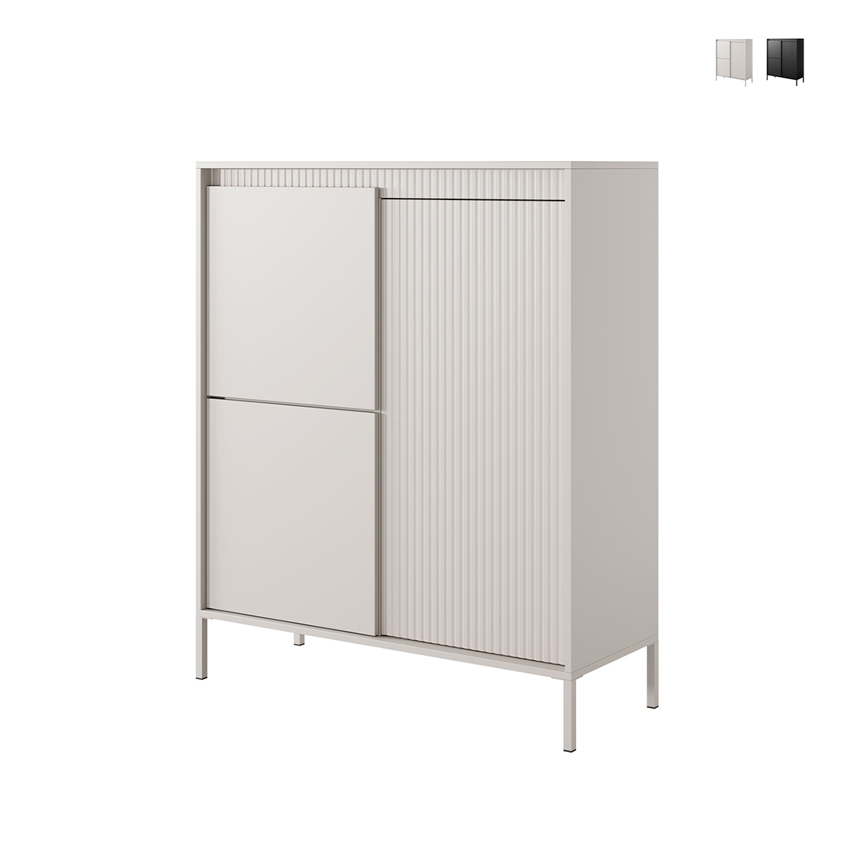 Aparador alto de diseño con armario de 3 puertas para sala de estar o entrada Kergi Promoción