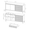 Aparador con 2 puertas y 3 cajones acanalados para sala de estar y comedor Kergi Medidas