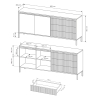 Aparador con 2 puertas y 3 cajones acanalados para sala de estar y comedor Kergi Medidas