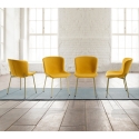 Juego de 4 sillas modernas de tela para comedor y cocina Rann Gold Catálogo