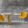 Juego de 4 sillas modernas de tela para comedor y cocina Rann Gold Venta