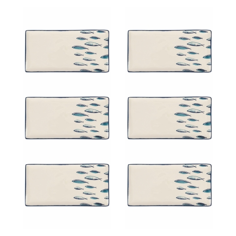 Set de 6 platos rectangulares de cerámica para servir 29x15 cm Marechiaro Promoción
