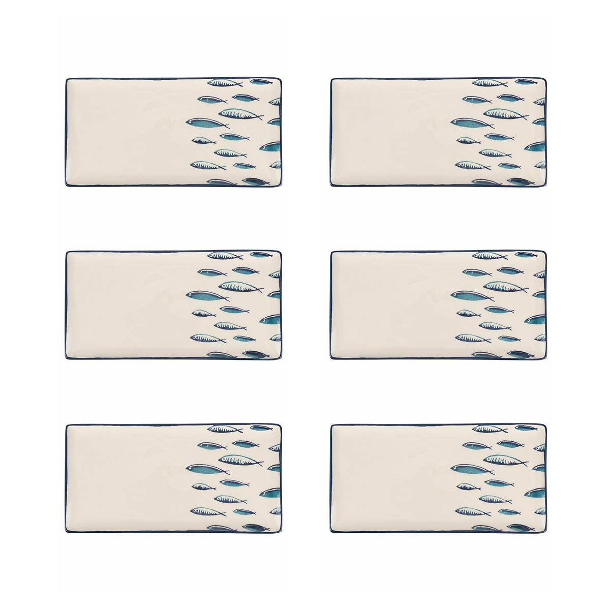 Set de 6 platos rectangulares de cerámica para servir 29x15 cm Marechiaro Promoción