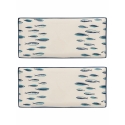 Juego de 2 platos rectangulares para servir de cerámica 36x16cm Marechiaro Promoción