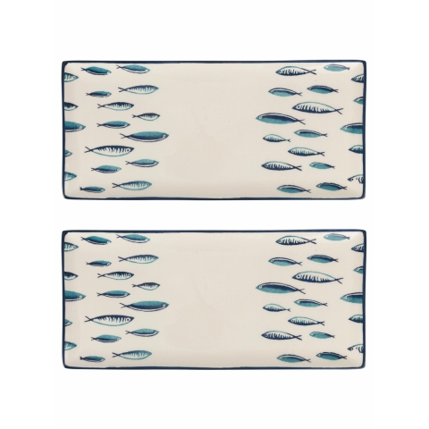 Set 2 platos rectangulares de servir en cerámica 36x16cm Marechiaro Promoción