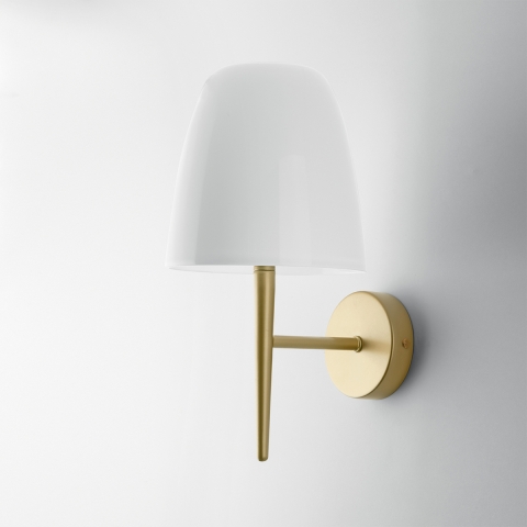 Aplique de interior en metal dorado con difusor de vidrio blanco Ares AP1 Promoción