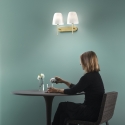 Aplique interior doble luz de metal dorado con cristal blanco Ares AP2 Venta