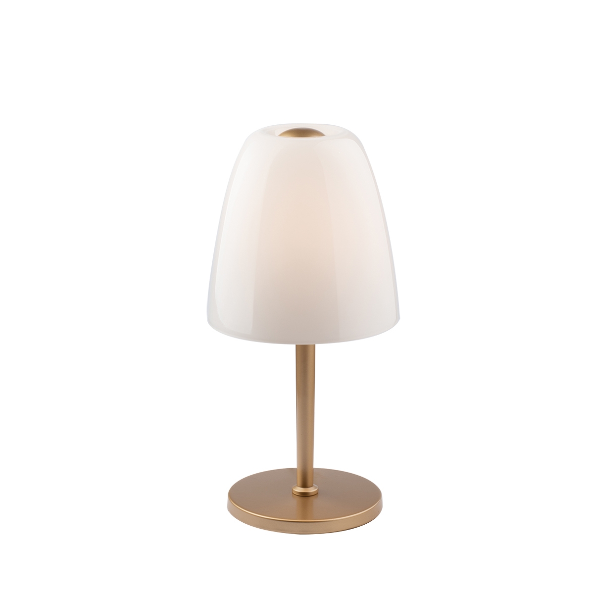 Lámpara de mesa de metal dorado con difusor de vidrio blanco Ares T Promoción