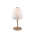 Lámpara de mesa de metal dorado con difusor de vidrio blanco Ares T Promoción