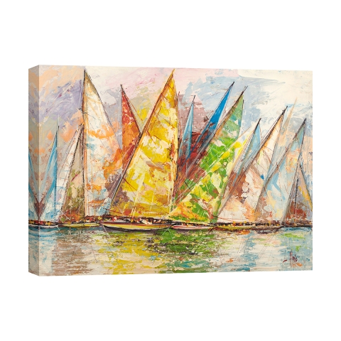 Cuadro con barcos impresión en lienzo Regata di Primavera Luigi Florio Promoción