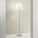 Lámpara de pie en metal dorado con difusor de vidrio blanco Ares PT Venta