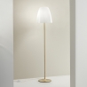 Lámpara de pie en metal dorado con difusor de vidrio blanco Ares PT Venta