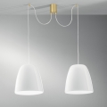 Lámpara de techo colgante dos luces metal dorado vidrio blanco Ares LS Promoción