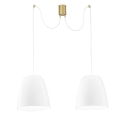 Lámpara de techo colgante dos luces metal dorado vidrio blanco Ares LS Venta