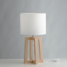 Lámpara de mesa de madera natural con pantalla de tela blanca Berry LT Promoción