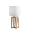 Lámpara de mesa de madera natural con pantalla de tela blanca Berry LT Venta