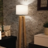 Lámpara de pie de madera natural con pantalla de tela blanca Berry PT Rebajas
