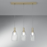Lámpara colgante dorada de tres luces con difusores de vidrio Brandy 3LS Promoción