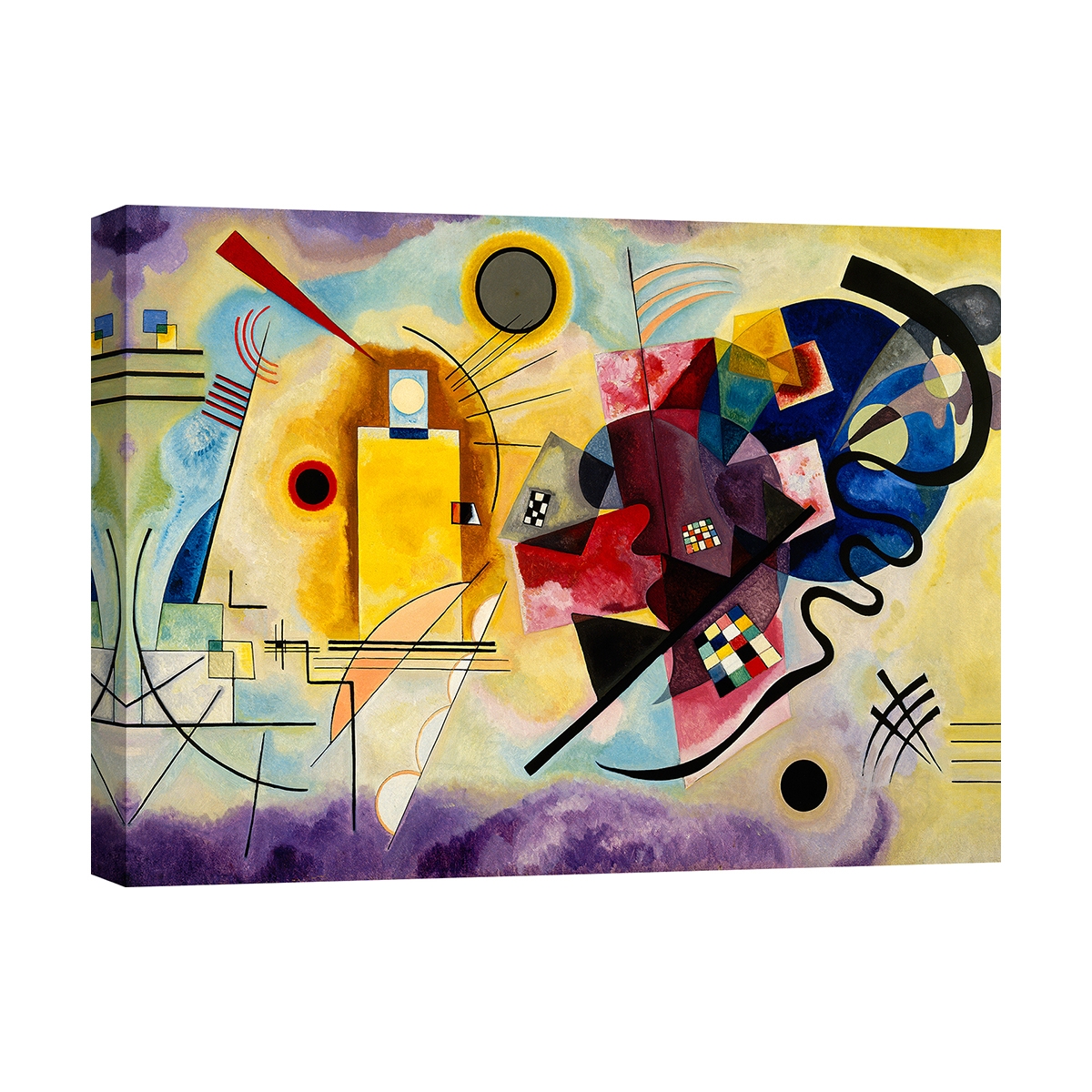 Cuadro abstracto moderno impresión en lienzo Yellow, Red & Blue Kandinsky Promoción