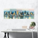 Cuadro moderno sobre lienzo paisaje urbano Manhattan Aqua Luigi Florio Rebajas