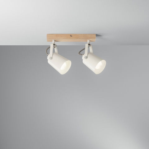 Aplique de pared y techo dos luces orientables metal blanco Eda AP2 Promoción