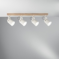 Lámpara de techo de madera y metal con riel, cuatro luces orientables Eda LS4 Promoción