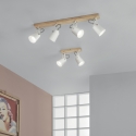 Lámpara de techo de madera y metal con riel, cuatro luces orientables Eda LS4 Venta