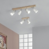 Lámpara de techo de madera y metal con riel, cuatro luces orientables Eda LS4 Venta