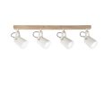 Lámpara de techo de madera y metal con riel, cuatro luces orientables Eda LS4 Oferta