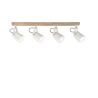 Lámpara de techo de madera y metal con riel, cuatro luces orientables Eda LS4 Oferta