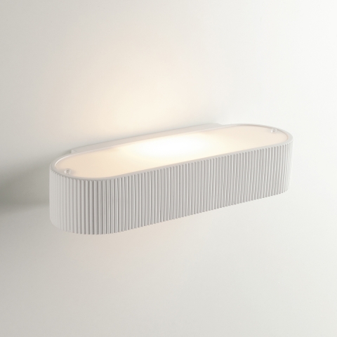 Aplique oval moderno de pared en yeso blanco pintable Gatsby Promoción