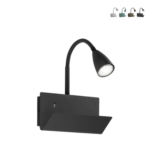 Aplique de pared de metal con luz flexible y puerto USB Gulp Promoción