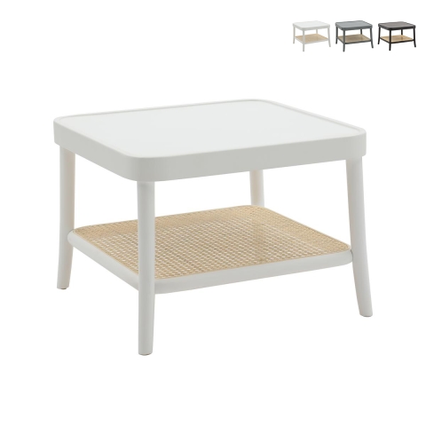 Mesa de centro cuadrada de madera lacada con estante de rejilla de Viena Thomas Promoción