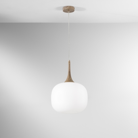 Lámpara colgante moderna con luz de vidrio opalino blanco Jaipur Promoción
