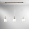 Lámpara colgante efecto madera 3 luces vidrio blanco opalino Jaipur Promoción