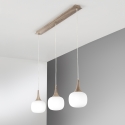 Lámpara colgante efecto madera 3 luces vidrio blanco opalino Jaipur Venta