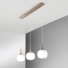 Lámpara colgante efecto madera 3 luces vidrio blanco opalino Jaipur Venta