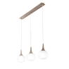 Lámpara colgante efecto madera 3 luces vidrio blanco opalino Jaipur Rebajas