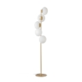 Lámpara de pie de metal dorado con 5 luces de vidrio blanco soplado Ripple Promoción