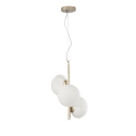 Lámpara de techo en metal dorado 3 luces de vidrio blanco para sala Ripple Venta