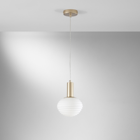 Lámpara colgante moderna dorada con luz esférica blanca Ripple Promoción