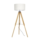 Lámpara de pie trípode de madera con pantalla de tela blanca Studios Venta