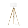 Lámpara de pie trípode de madera con pantalla de tela blanca Studios Oferta