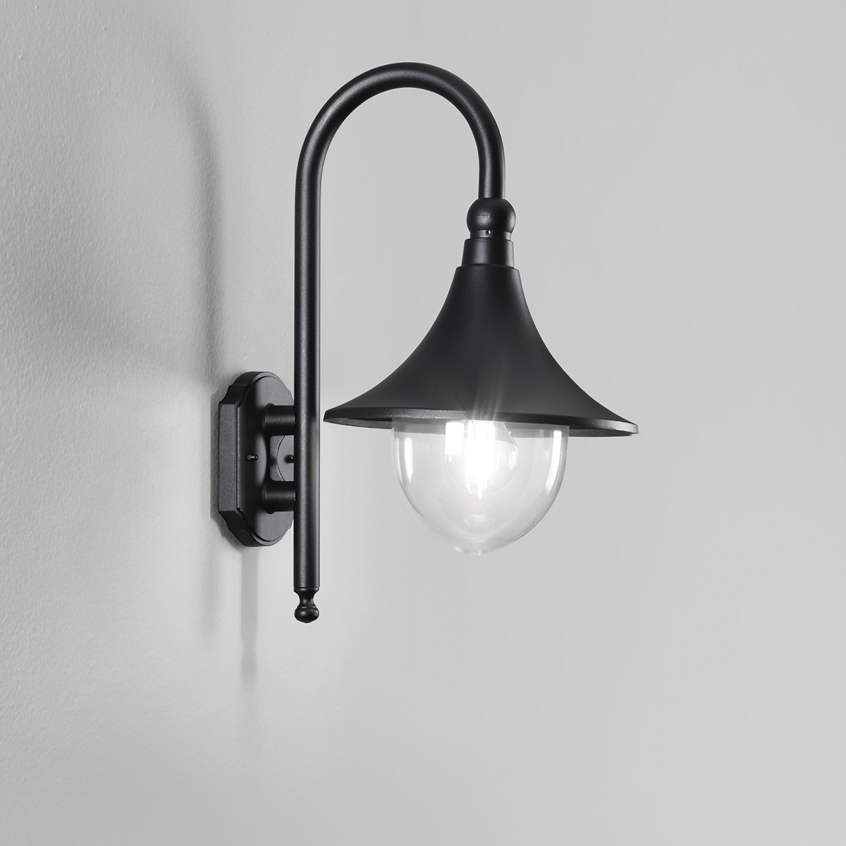 Aplique de linterna para jardín exterior en aluminio negro Pavia Promoción