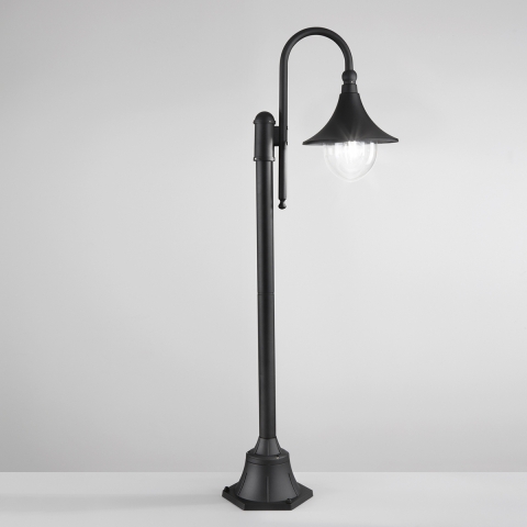 Farol de jardín exterior en aluminio negro h130 cm Pavia Promoción