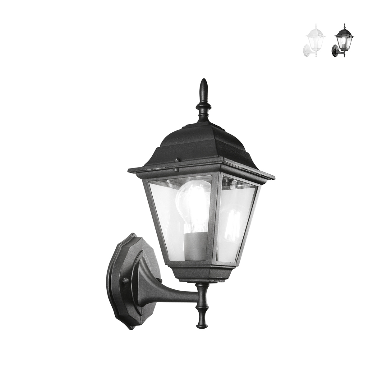 Aplique exterior farol estilo clásico aluminio vidrio Roma Uplight Oferta